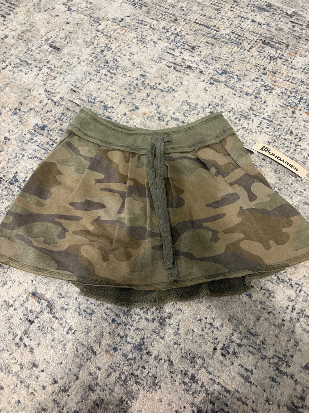No Boundaries Olive Camo Drawstring Skirt